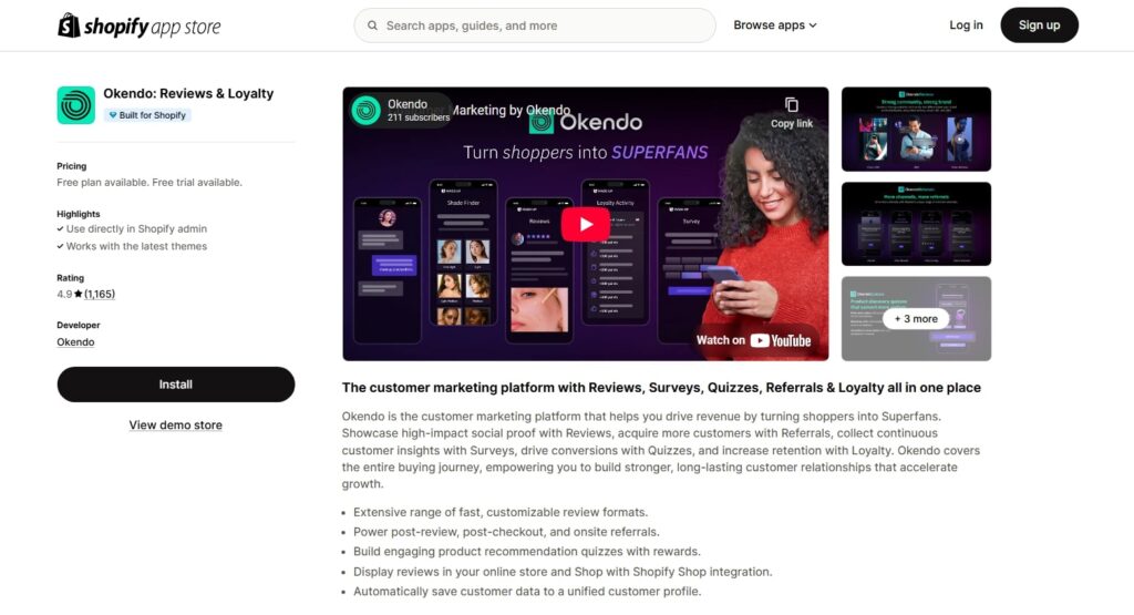 okendo reviews and loyalty app shopify
