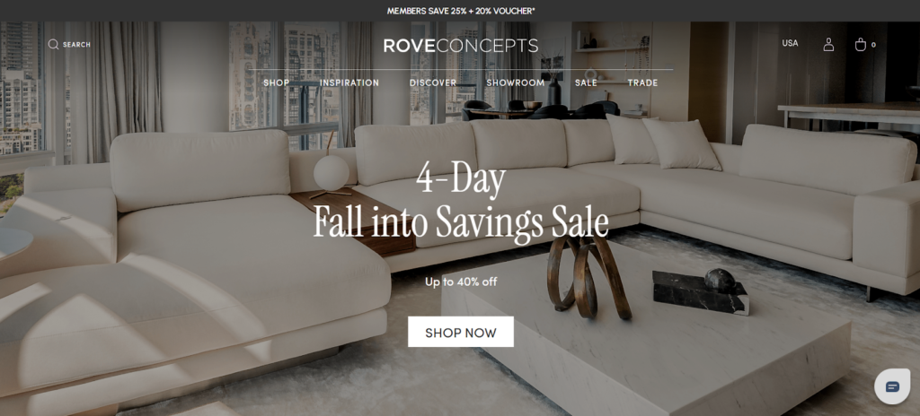 premium Shopify furniture homepage with clean hero and clear CTA
