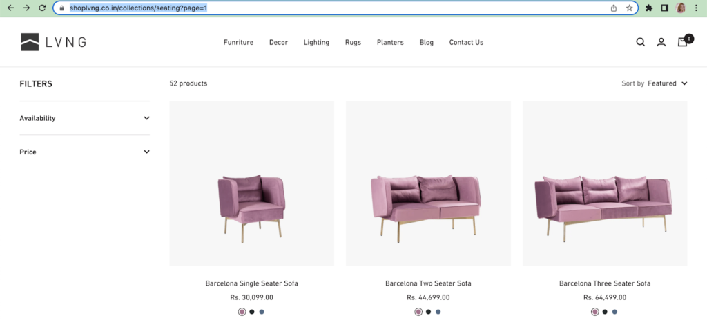 screenshot of page that have duplicate content issues