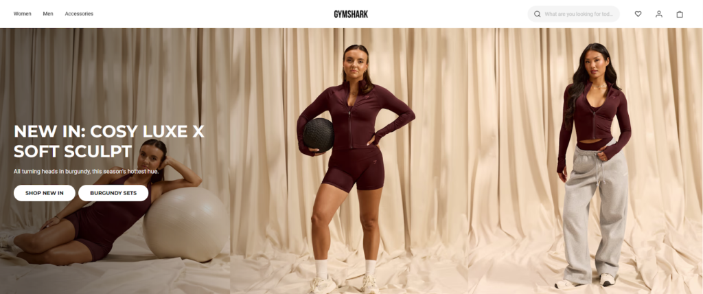 Gymshark Shopify homepage reflecting scalable and stable site architecture.