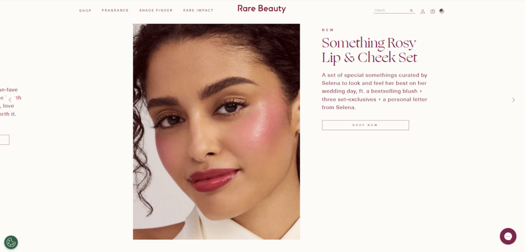 Rare Beauty Shopify store example demonstrating AI-powered personalization recovering $169K in conversions