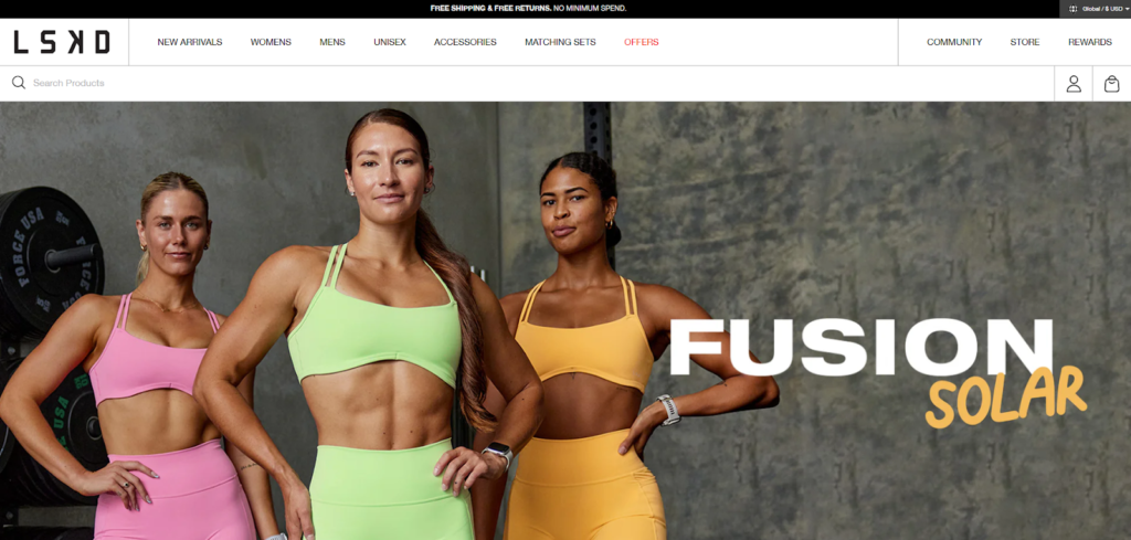 homepage of LSKD Shopify store example representing fast load speed and stable holiday performance.