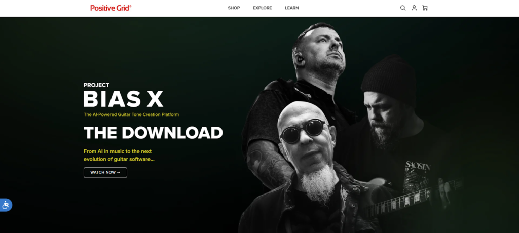 Positive Grid Shopify storefront featuring AI-driven merchandising and personalized music retail experience