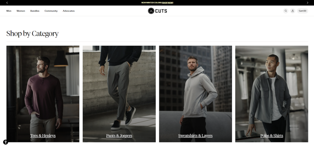 cuts clothing hompage